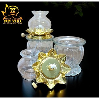 Đèn Dầu Hoa Sen - Đèn Thờ Cúng Thủy Tinh - DD2505 - Nội Thất An Việt