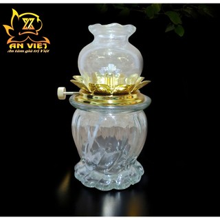 Đèn Dầu Hoa Sen - Đèn Thờ Cúng Thủy Tinh - DD2505 - Nội Thất An Việt