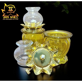 Đèn Dầu Hoa Sen - Đèn Thờ Cúng Thủy Tinh - DD2505 - Nội Thất An Việt