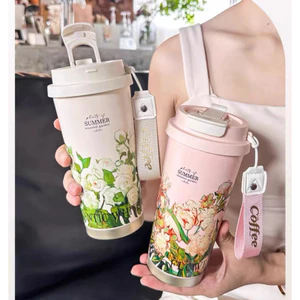 Bình giữ nhiệt 500ml kèm ống hút và tay cầm inox 316