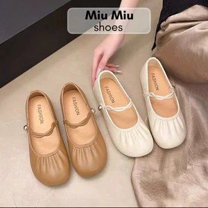 Giày nữ Mary Jane, giày búp bê đầu tròn, dây đeo một chữ đế mềm kiểu Pháp 2025