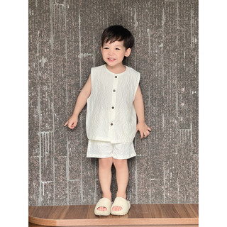 Bộ đồ mùa hè cho bé BATALA KIDS, Set quần áo ba lỗ ĐŨI XỐP 2 màu kiểu Hàn Quốc cho bé trai bé gái thoáng mát thoải mái