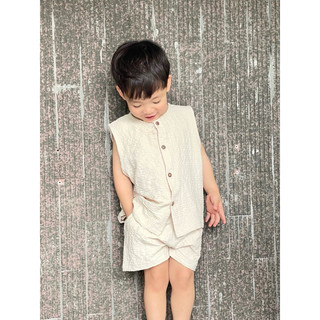 Bộ đồ mùa hè cho bé BATALA KIDS, Set quần áo ba lỗ ĐŨI XỐP 2 màu kiểu Hàn Quốc cho bé trai bé gái thoáng mát thoải mái