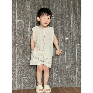 Bộ đồ mùa hè cho bé BATALA KIDS, Set quần áo ba lỗ ĐŨI XỐP 2 màu kiểu Hàn Quốc cho bé trai bé gái thoáng mát thoải mái