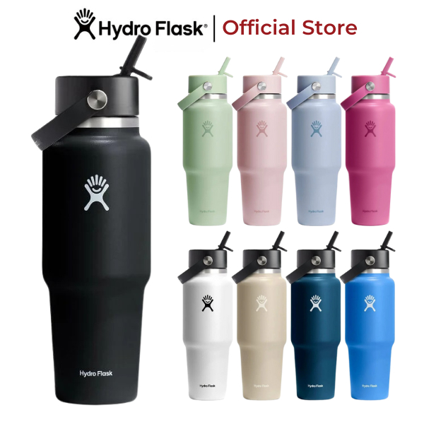 Bình giữ nhiệt Hydro Flask 946ml Travel Bottle Wide Flex Straw Cap 32 oz hàng chính hãng, an toàn