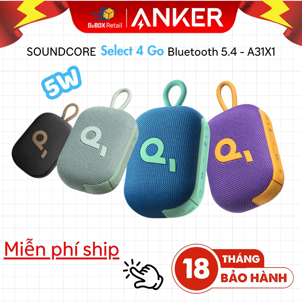 Loa Bluetooth TWS SoundCore Select 4 Go (by Anker) | Pin 20 giờ | Kháng ...