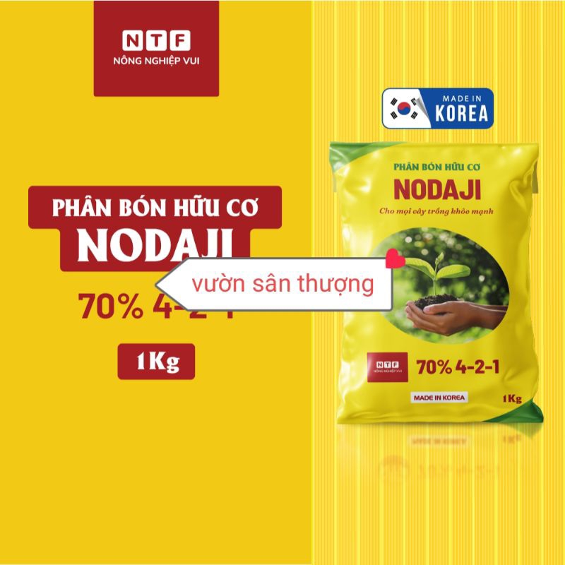 1 Kg Phân Bón Hữu Vơ Nodaji Nhập Khẩu Từ Hàn Quốc, Hữu Cơ 70%, Npk 4-2-1