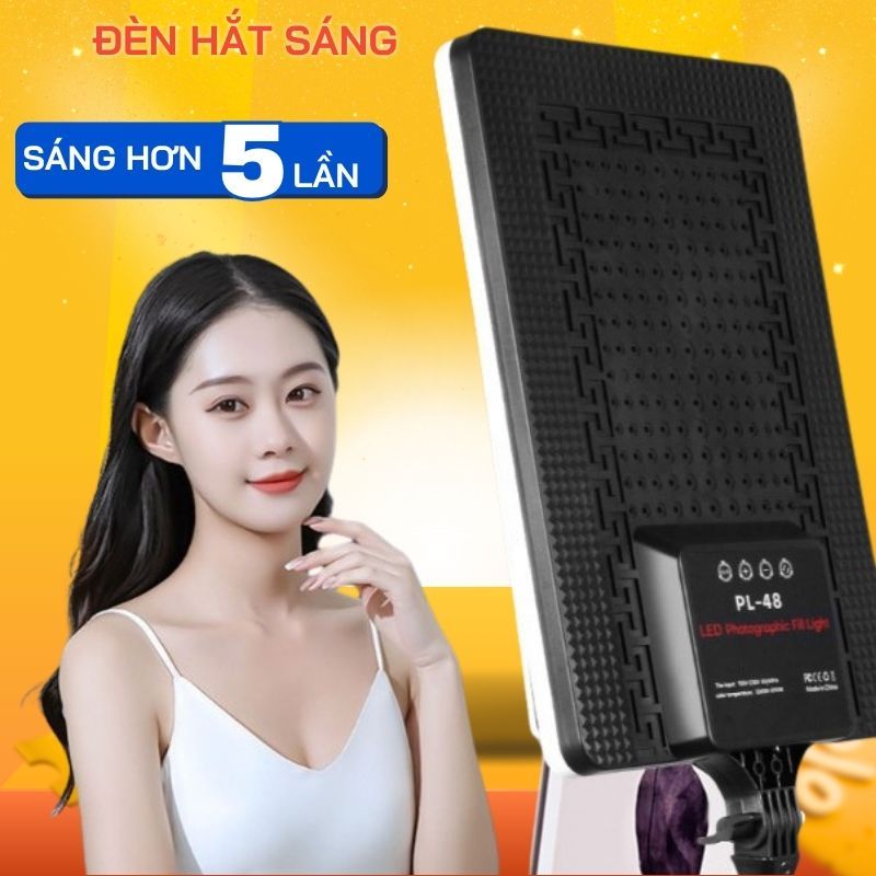 Đèn studio siêu sáng  PL48 Hỗ trợ studio chụp ảnh quay phim Đèn livestream bán hàng Kèm chân đèn 2m1