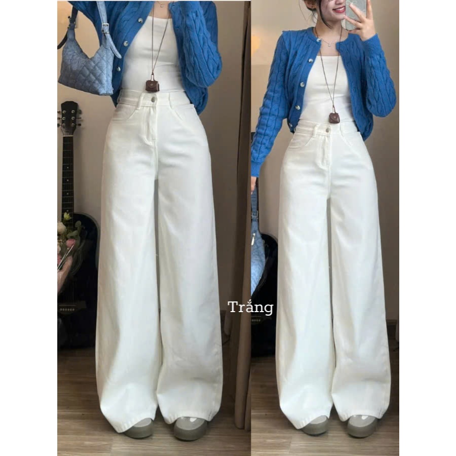 Quần jean ỐNG LOE 247Store nhiều màu lưng cao tôn dáng dài 103cm đi học đi làm đi chơi Back to School