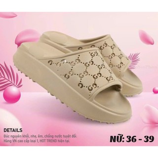 Dép đúc đục lỗ monogram, dép nữ đế cao 4cm, hottrend 2024