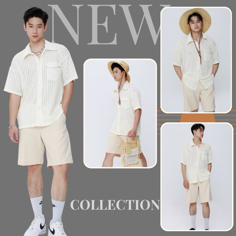 Set đồ nam Linen Dệt Lưới phối Quần Kaki – Thiết kế mỏng nhẹ, thanh lịch cho mùa hè 2025