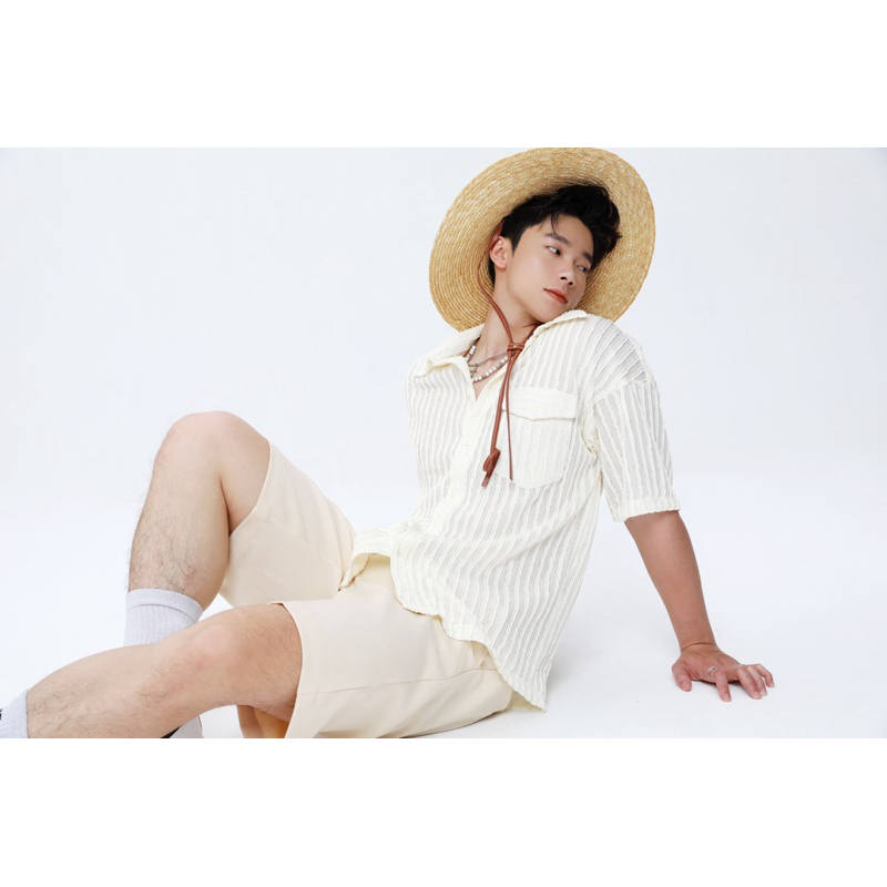 Set đồ nam Linen Dệt Lưới phối Quần Kaki – Thiết kế mỏng nhẹ, thanh lịch cho mùa hè 2025