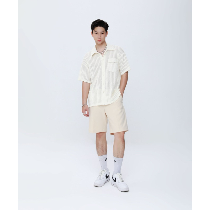 Set đồ nam Linen Dệt Lưới phối Quần Kaki – Thiết kế mỏng nhẹ, thanh lịch cho mùa hè 2025