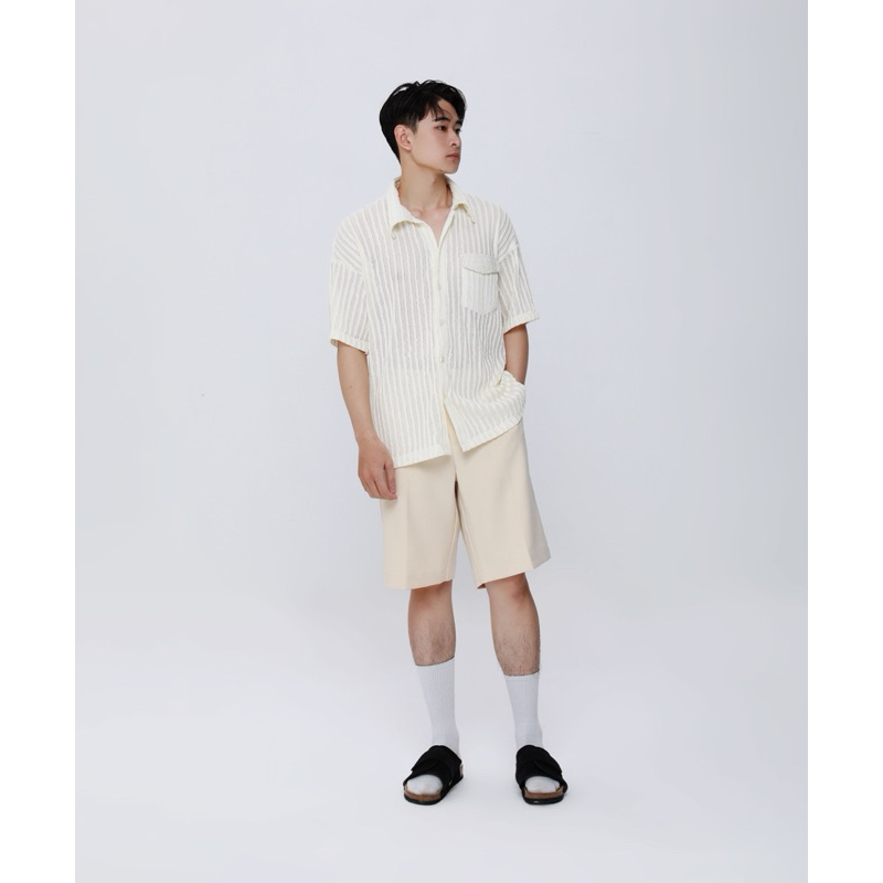 Set đồ nam Linen Dệt Lưới phối Quần Kaki – Thiết kế mỏng nhẹ, thanh lịch cho mùa hè 2025