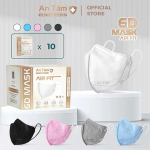 Set 100 cái khẩu trang 6D An Tâm 4 lớp kháng khuẩn, chống bụi mịn nghệ Hàn Quốc size người lớn