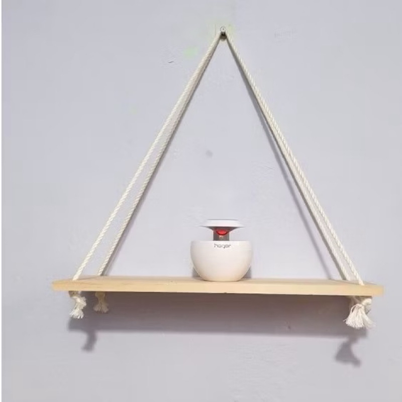 Kệ gỗ treo tường, Kệ treo dây trang trí nhà cửa decor xinh tặng kèm đinh và dây treo