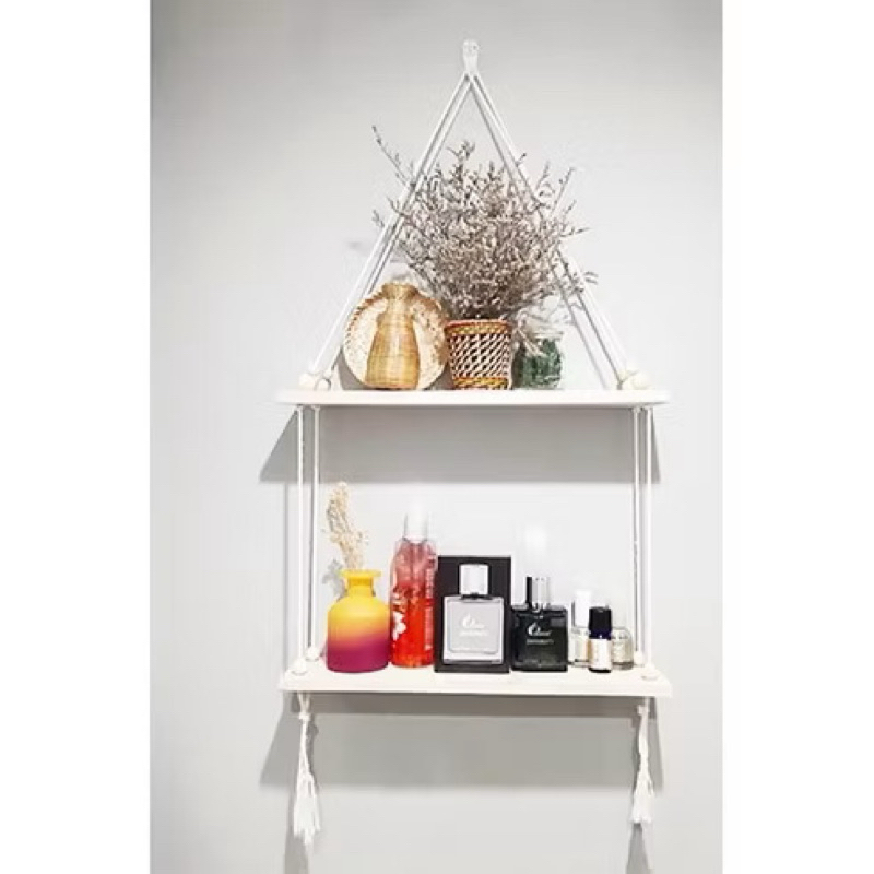 Kệ gỗ treo tường, Kệ treo dây trang trí nhà cửa decor xinh tặng kèm đinh và dây treo