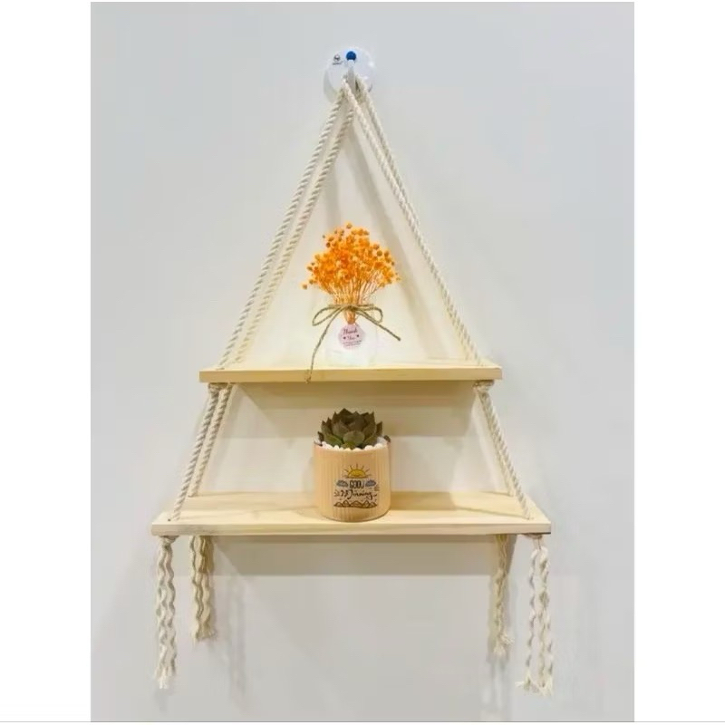 Kệ gỗ treo tường, Kệ treo dây trang trí nhà cửa decor xinh tặng kèm đinh và dây treo