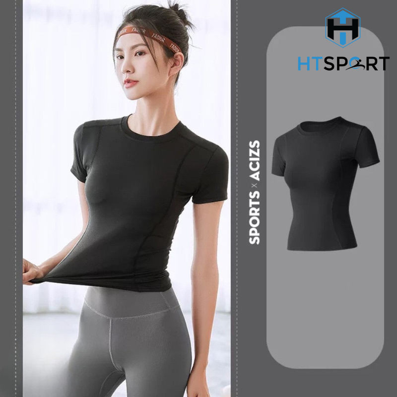 Áo Tập Gym, Yoga, Aerobic Nữ, Áo Thun Thể Thao AG01 Co Giãn 4 Chiều, Ôm Body Tôn Dáng, Thấm Hút Mồ Hôi Tốt