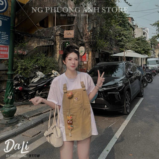 QCL1 9111 Áo phông giả yếm váy tặng kèm gấu siu hot xinh xỉu(freesize)
