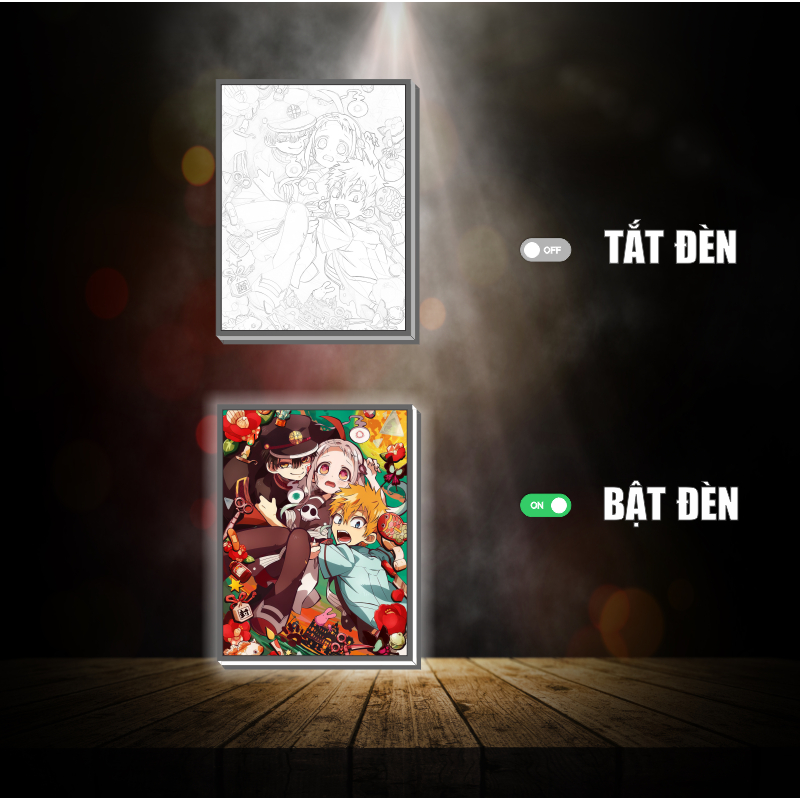 Tranh đèn led 3D đổi màu Cậu ma nhà xí hanako  - Tranh đèn led 3D ANIME trang trí bàn làm việc, đèn ngủ