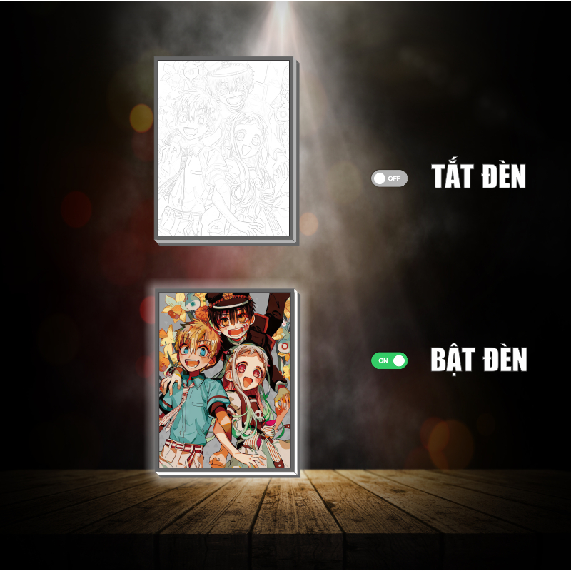 Tranh đèn led 3D đổi màu Cậu ma nhà xí hanako  - Tranh đèn led 3D ANIME trang trí bàn làm việc, đèn ngủ
