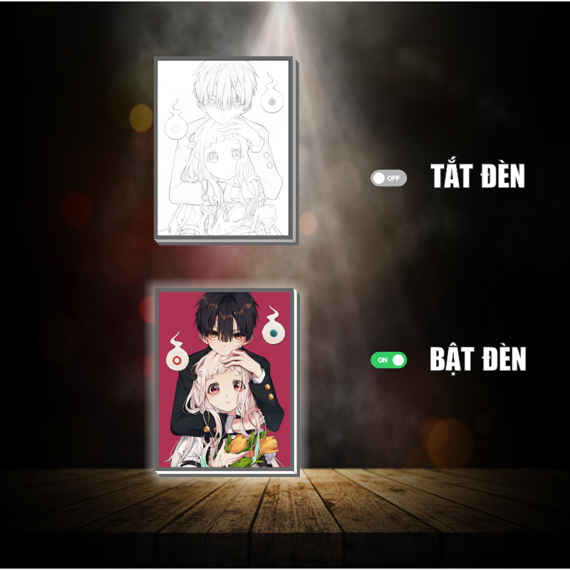 Tranh đèn led 3D đổi màu Cậu ma nhà xí hanako  - Tranh đèn led 3D ANIME trang trí bàn làm việc, đèn ngủ