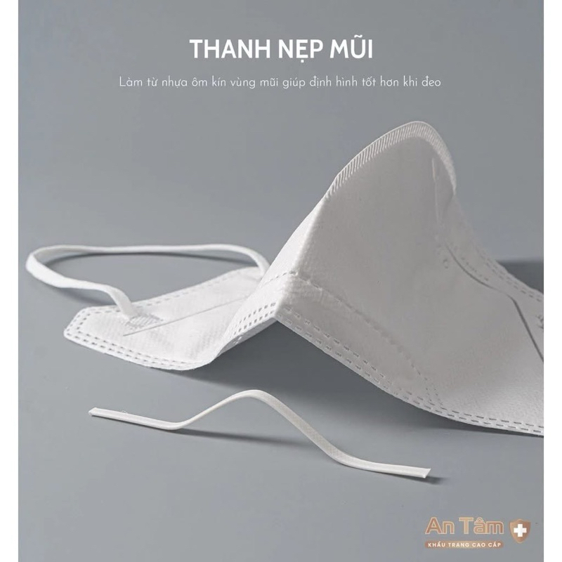 Set 100 cái khẩu trang 6D An Tâm 4 lớp kháng khuẩn, chống bụi mịn nghệ Hàn Quốc size người lớn