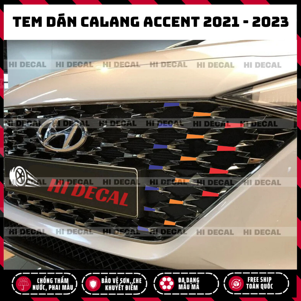 Tem dan Calang Accent 2021 - 2023 PQ 3M, decal dán Calang Accent trang trí xe bền màu, chống nước
