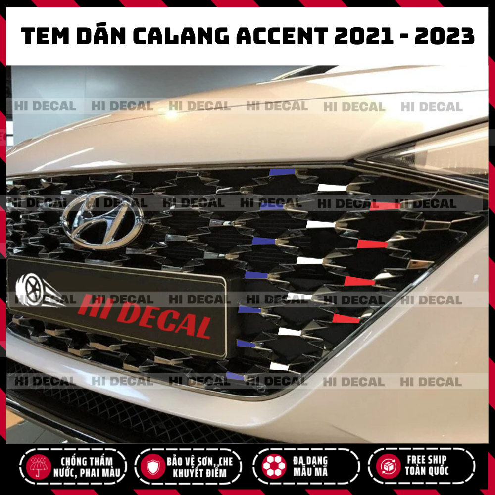 Tem dan Calang Accent 2021 - 2023 PQ 3M, decal dán Calang Accent trang trí xe bền màu, chống nước