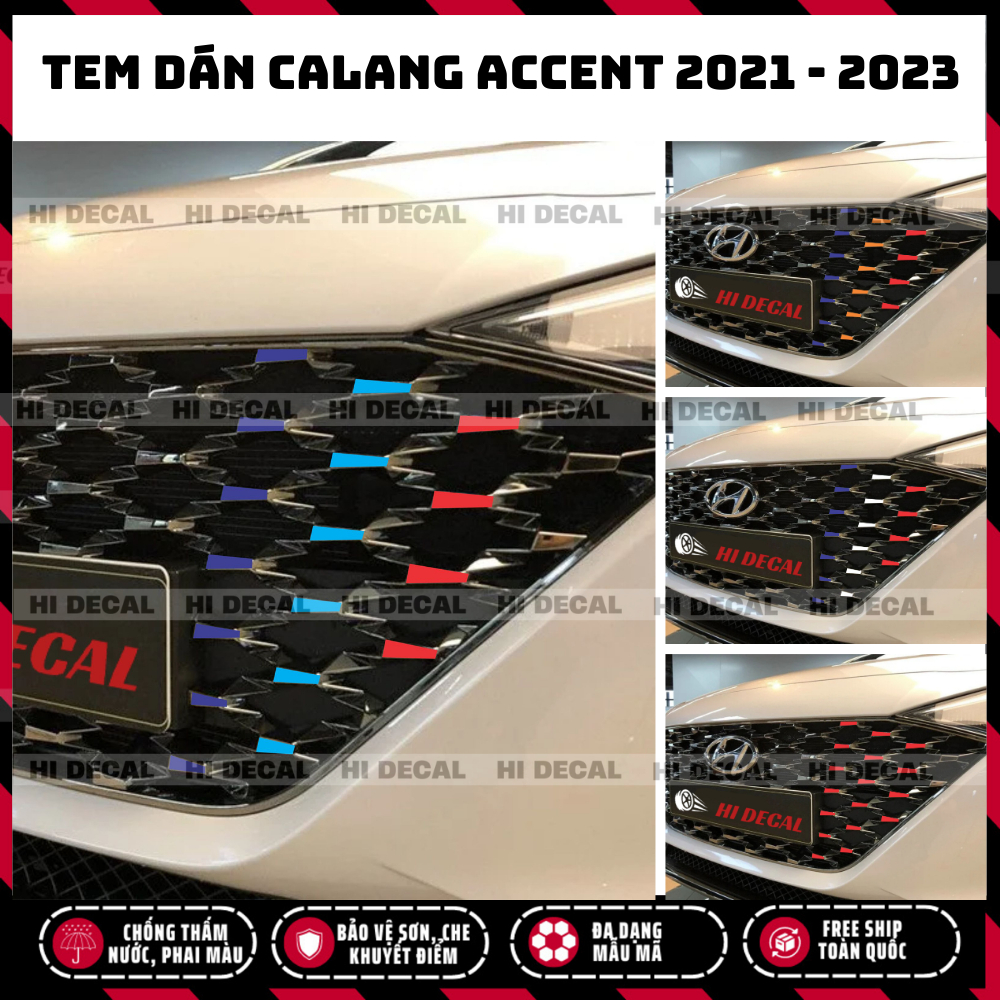 Tem dan Calang Accent 2021 - 2023 PQ 3M, decal dán Calang Accent trang trí xe bền màu, chống nước