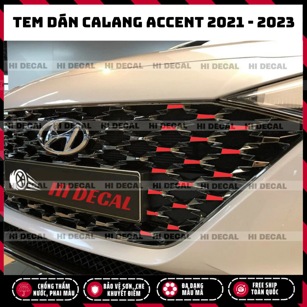 Tem dan Calang Accent 2021 - 2023 PQ 3M, decal dán Calang Accent trang trí xe bền màu, chống nước