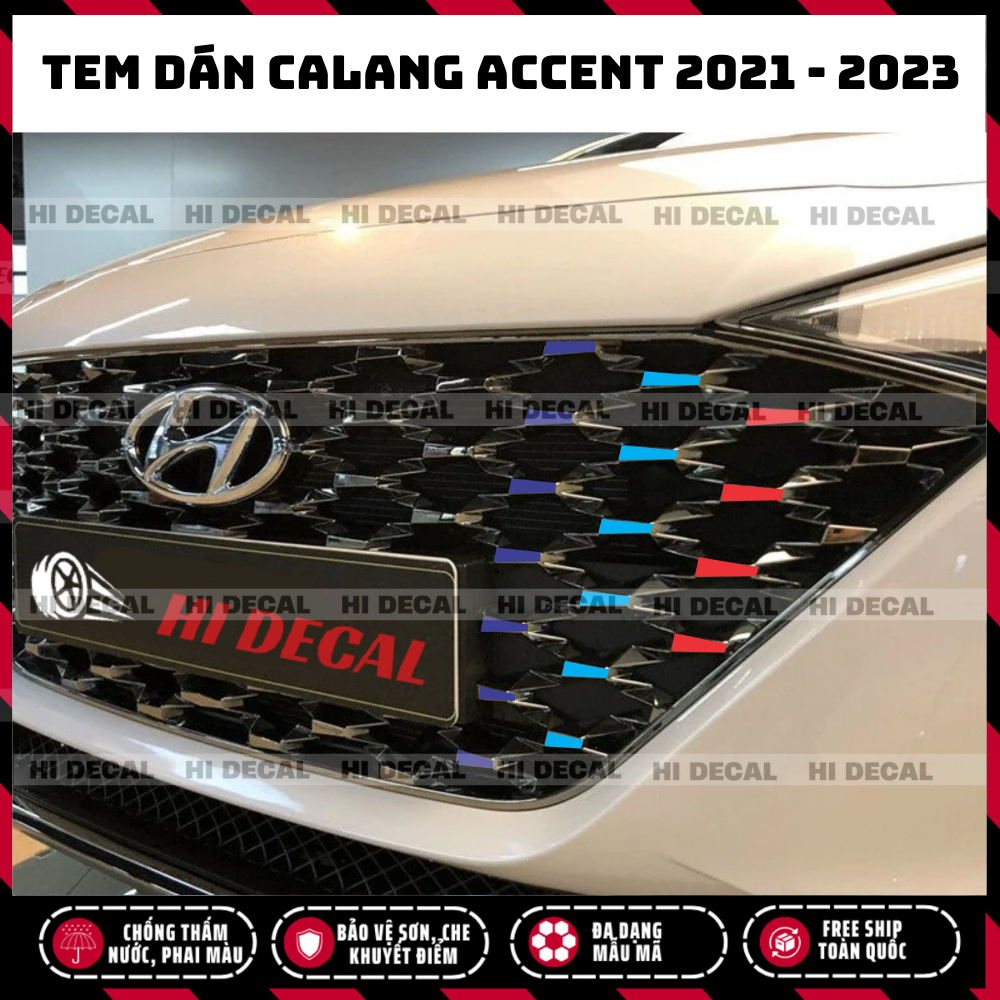 Tem dan Calang Accent 2021 - 2023 PQ 3M, decal dán Calang Accent trang trí xe bền màu, chống nước