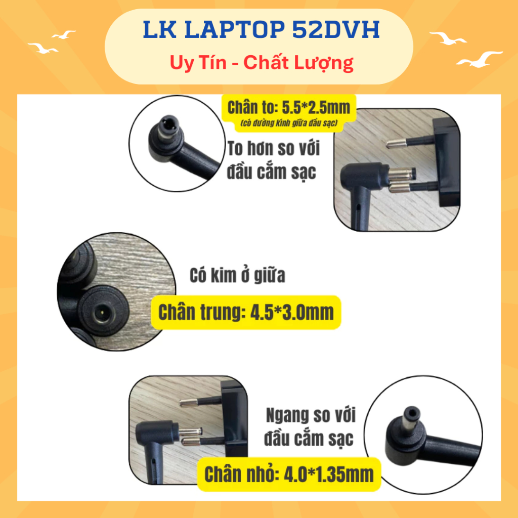 Sạc Laptop Asus Vivobook 2.37A 3.42A 4.74A 45W 65W, Sạc Asus chân nhỏ/ chân to, Sạc Asus Vivobook, Cục Sạc Asus New 100%