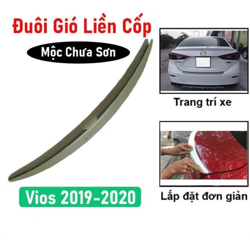 Đuôi gió liền cốp xe Toyota Vios 2019-2022 hàng mộc chưa sơn