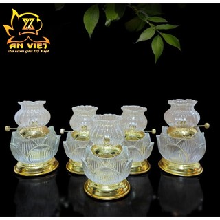 Đèn Dầu Hoa Sen - Đèn Thờ Cúng Pha Lê Hoa Sen - DD2502 - Nội Thất An Việt