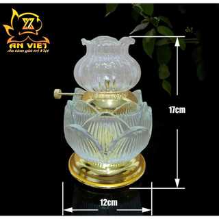 Đèn Dầu Hoa Sen Màu Trắng - Đèn Thờ Cúng Pha Lê Hoa Sen - DD2502 - Nội Thất An Việt