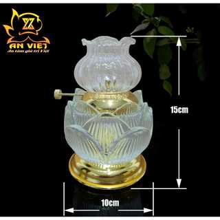 Đèn Dầu Hoa Sen Màu Trắng - Đèn Thờ Cúng Pha Lê Hoa Sen - DD2502 - Nội Thất An Việt