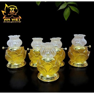Đèn Dầu Hoa Sen - Đèn Thờ Cúng Pha Lê Hoa Sen - DD2502 - Nội Thất An Việt