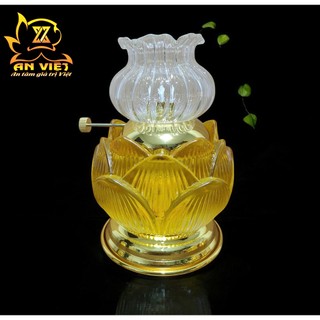 Đèn Dầu Hoa Sen Màu Vàng - Đèn Thờ Cúng Pha Lê Hoa Sen - DD2502 - Nội Thất An Việt