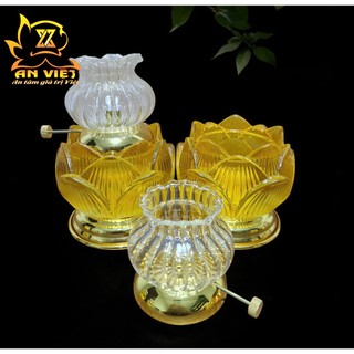 Đèn Dầu Hoa Sen - Đèn Thờ Cúng Pha Lê Hoa Sen - DD2502 - Nội Thất An Việt