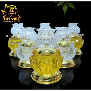 Đèn Dầu Hoa Sen - Đèn Thờ Cúng Pha Lê Hoa Sen - DD2502 - Nội Thất An Việt