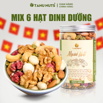 Hạt dinh dưỡng mix 6 loại TANU NUTS, mix hạt ngũ cốc dinh dưỡng ăn vặt healthy, lành mạnh