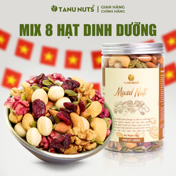 Hạt dinh dưỡng mix 8 loại TANU NUTS, mix hạt ngũ cốc dinh dưỡng ăn vặt healthy, lành mạnh