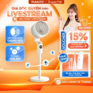 Quạt Điện Cây Masuto Thông Minh AI Điều Khiển Bằng Giọng Nói Quạt Mát Ion Âm Bổ Sung Oxy Điều Hòa Không Khí Remote Từ Xa