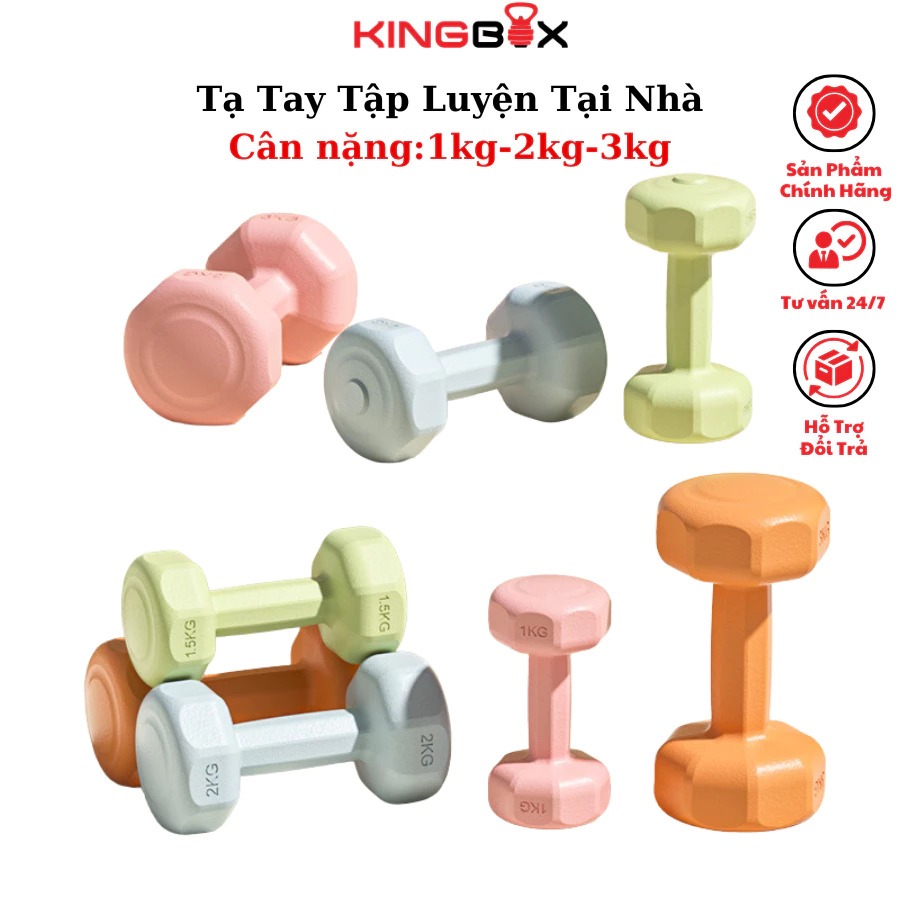 Tạ Tay Nữ King Box Bọc Cao Su Trơn Lõi Gang Cao Cấp (1 đến 3kg)