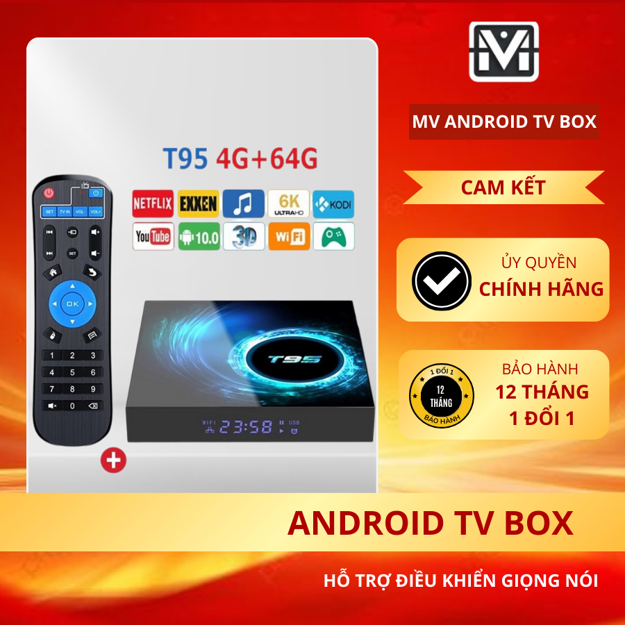 Android TV Box T95 Ram 4G WiFi băng tần kép Bluetooth HD 6K android10 ...