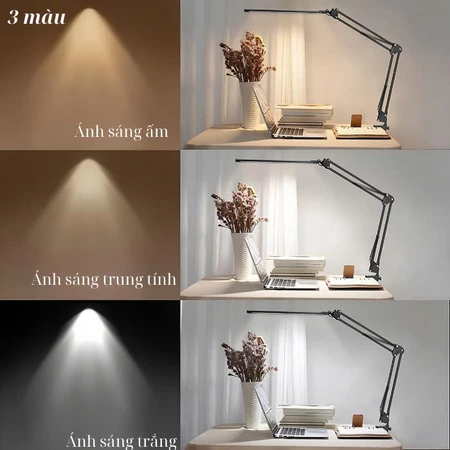 Tặng vận chuyển - Đèn học kẹp bàn Đèn bàn học,đọc sách usb bóng LED  3 màu,10 chế độ chống cận kẹp bàn, xoay 360 ĐỘ | BigBuy360 - bigbuy360.vn