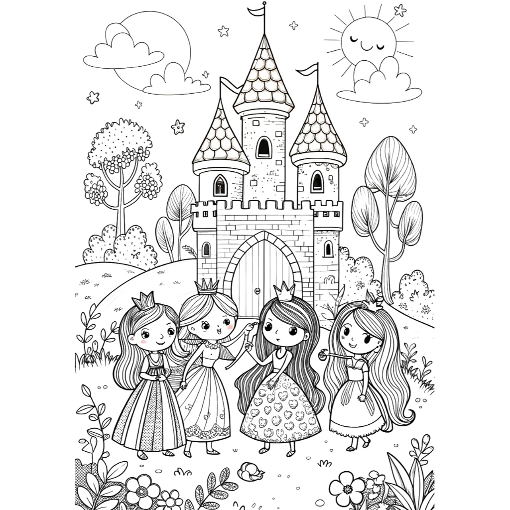 Bộ 20 tranh tô màu CÔNG CHÚA CHIBI  khác nhau không trùng lặp cho bạn thỏa sức sáng tạo