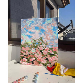 Tranh tô màu 40x50cm có khung HOA CHIỀU TÀ T1521, T1522